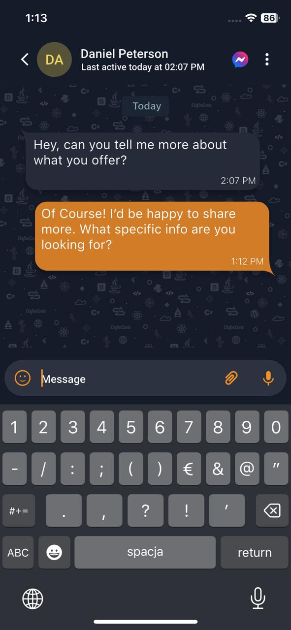 Facebook Messenger Chat Screenshot