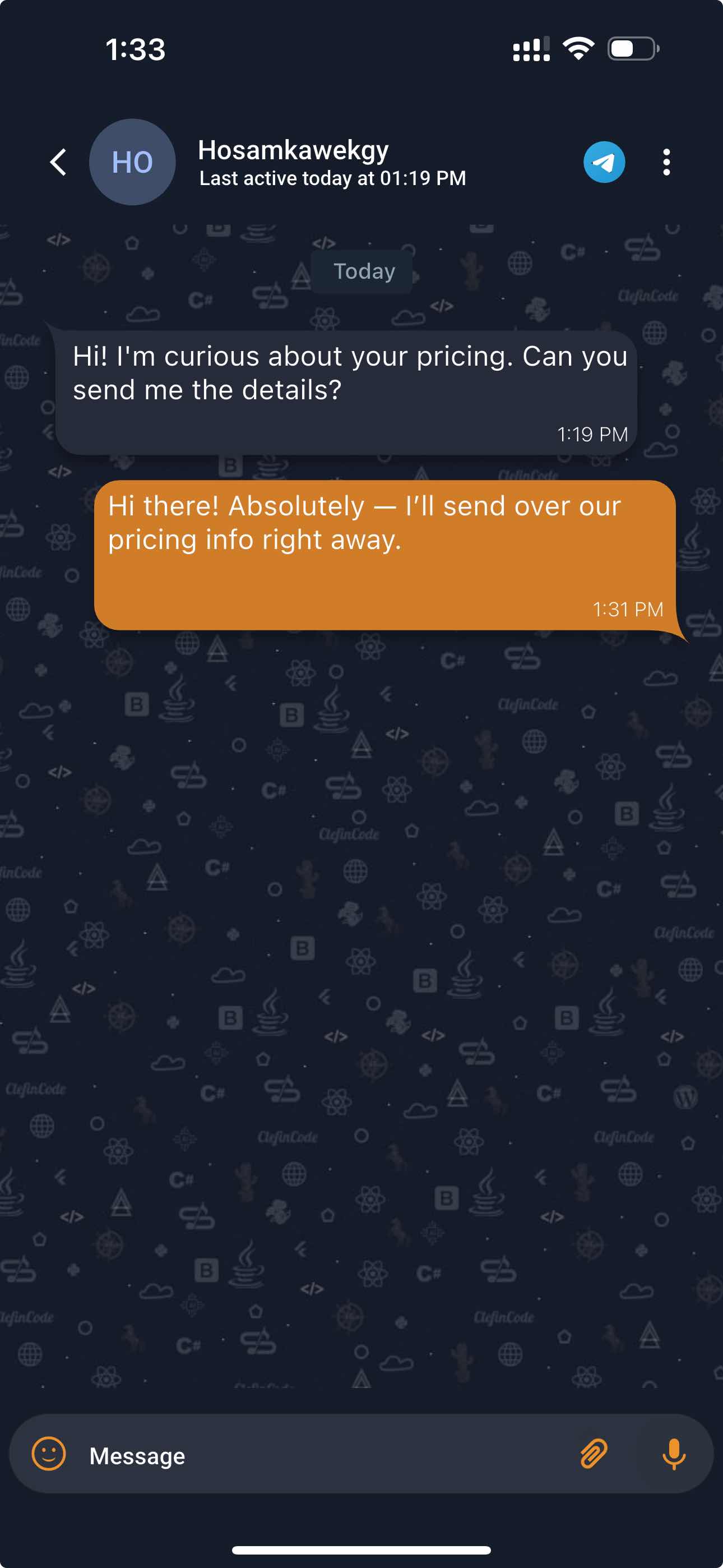 Telegram Chat Screenshot