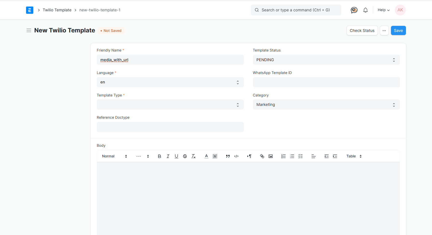 add varible to media templat